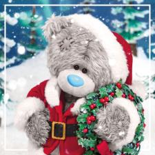 3D Holographic Dressed As Santa With Wreath Me to You Bear Christmas Card Image Preview